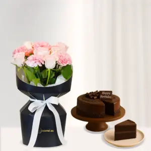 Pink Carnation & Fudge Cake